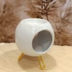 Κεραμικός καυστήρας λευκός με χρυσά πόδια